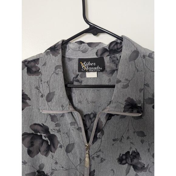 Vintage Silver Threads LTD Bomber Jacket Size XL Full Zip Floral Made USA - Picture 5 of 11
